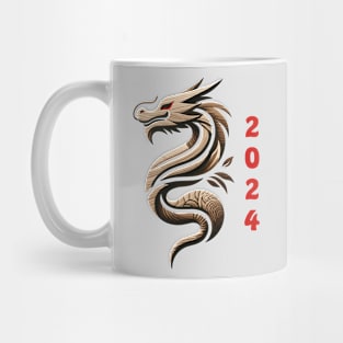 Elegant Wooden Dragon 2024 Mug